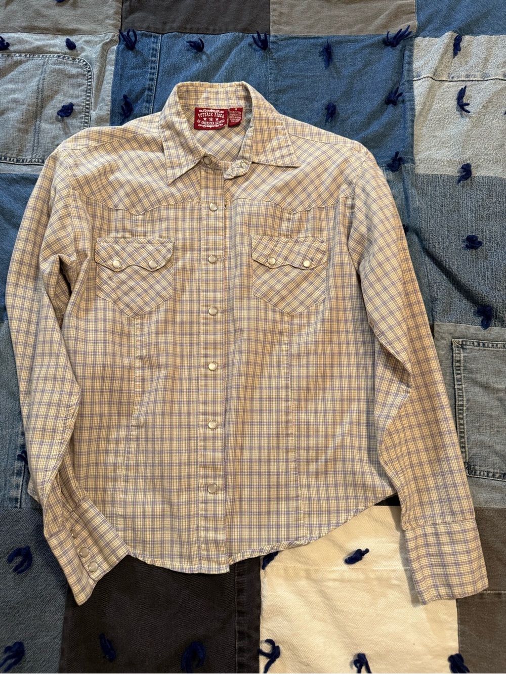 Outback Rider M Women's Light Purple & Cream Plaid Button-Down Western Shirt